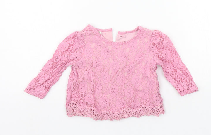 Monsoon Girls Pink Basic T-Shirt Size 0-3 Months