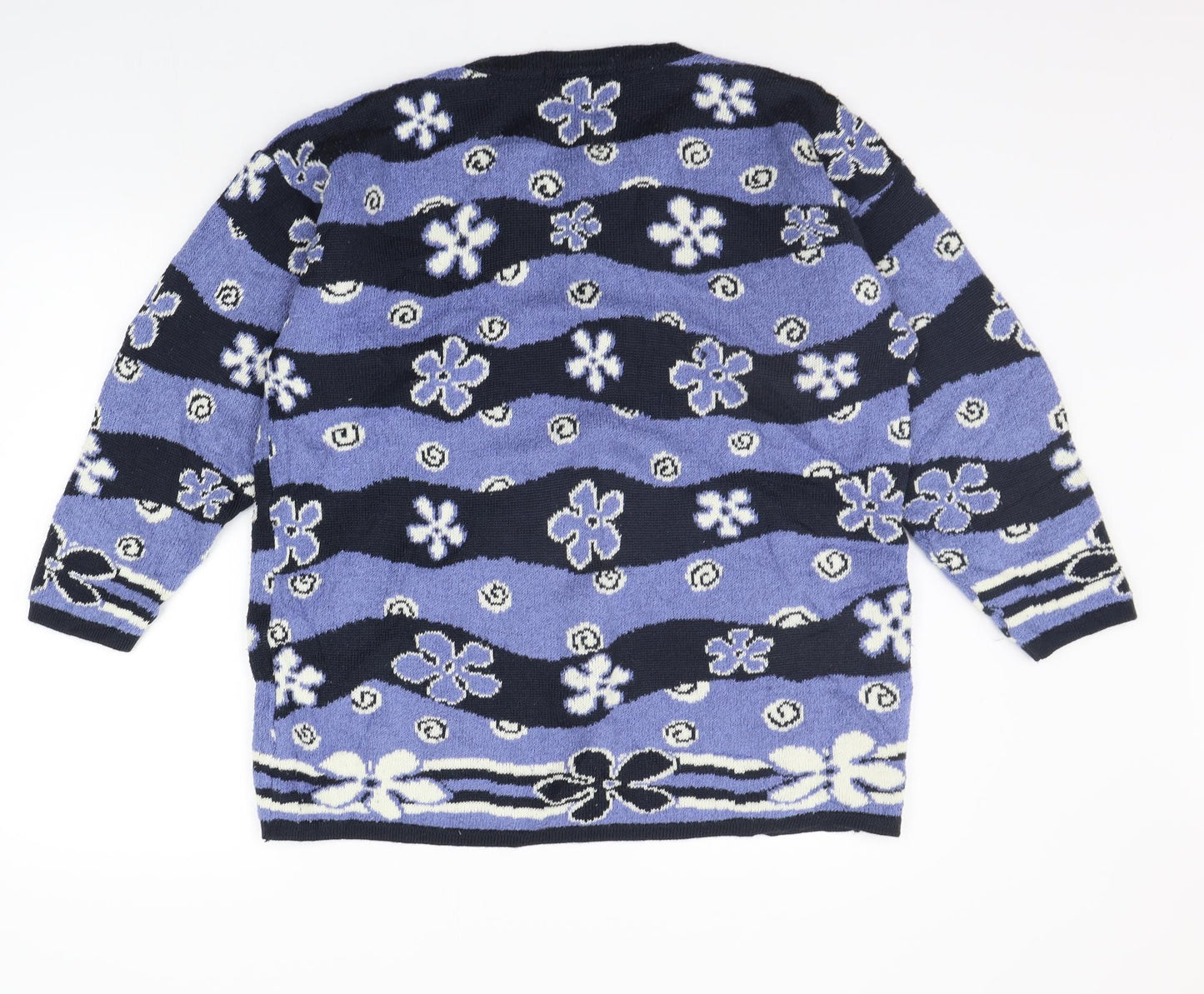 Richards Womens Blue Floral  Pullover Jumper Size L