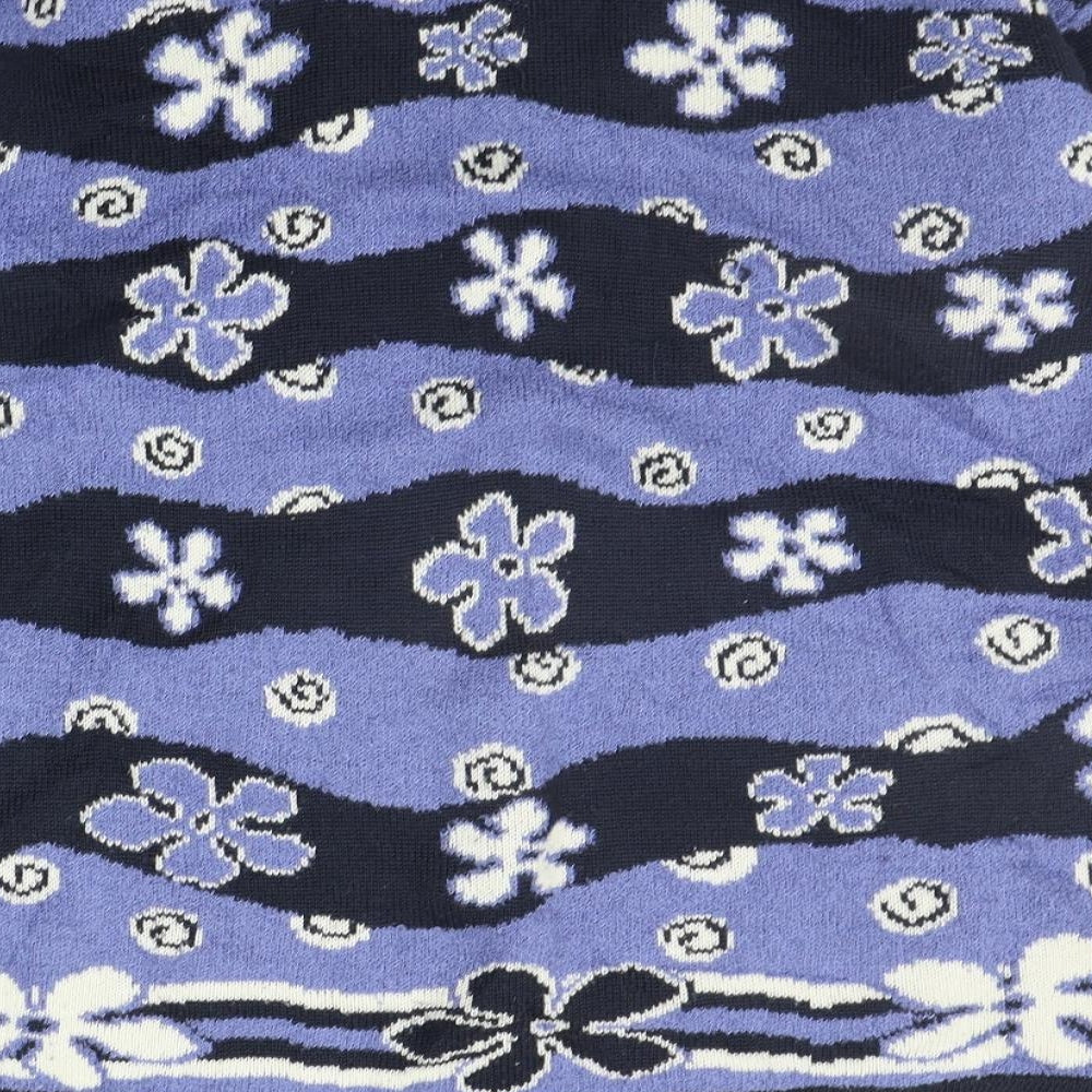 Richards Womens Blue Floral  Pullover Jumper Size L