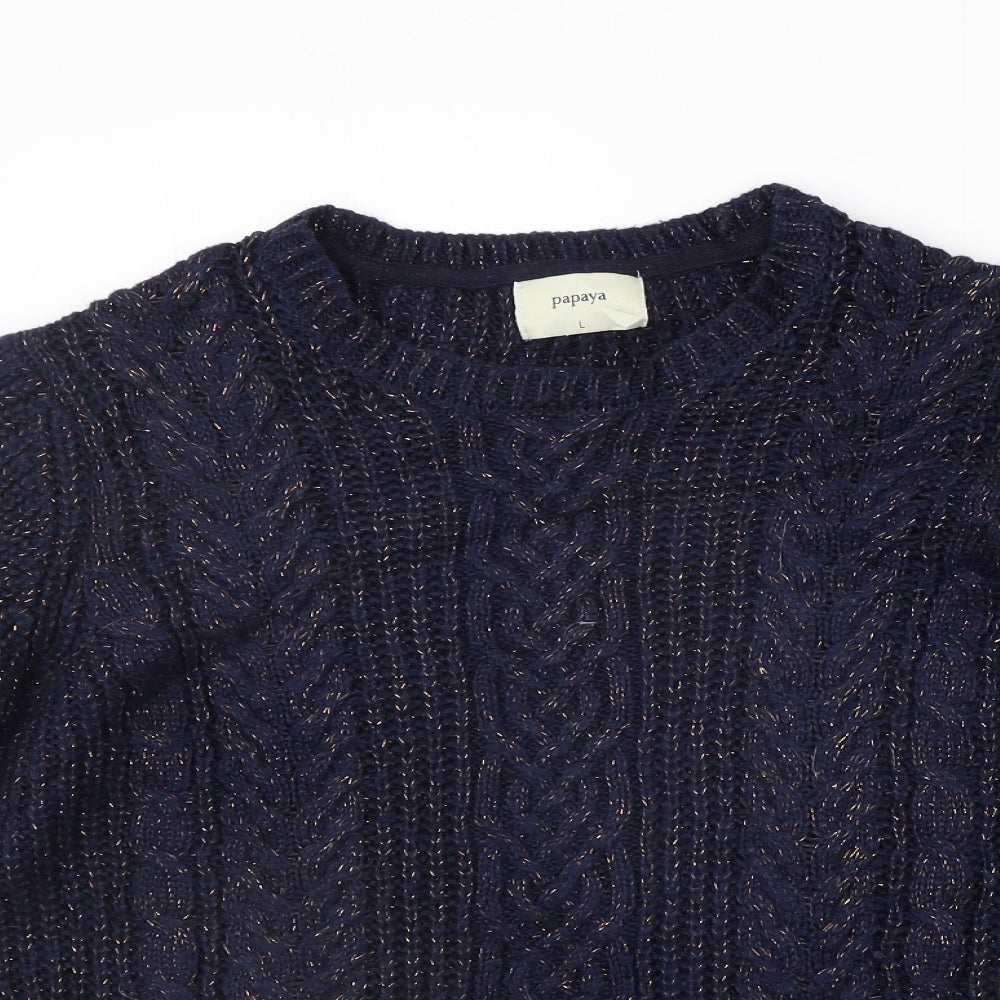 Papaya Womens Blue   Henley Jumper Size L