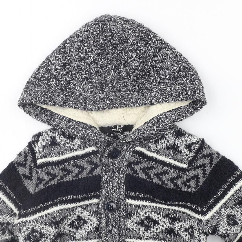 George Boys Green Geometric  Cardigan Hoodie Size 3-4 Years