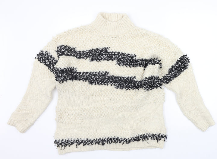 TU Womens Beige Striped  Pullover Jumper Size 10