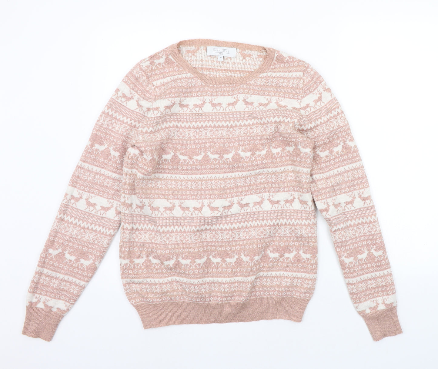 NEXT Womens Beige Geometric  Pullover Jumper Size 12  - ANIMALS