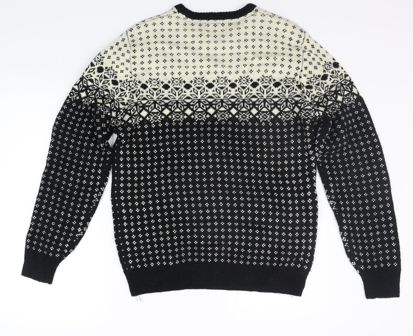 Cedar Wood State Mens Black Geometric  Pullover Jumper Size M