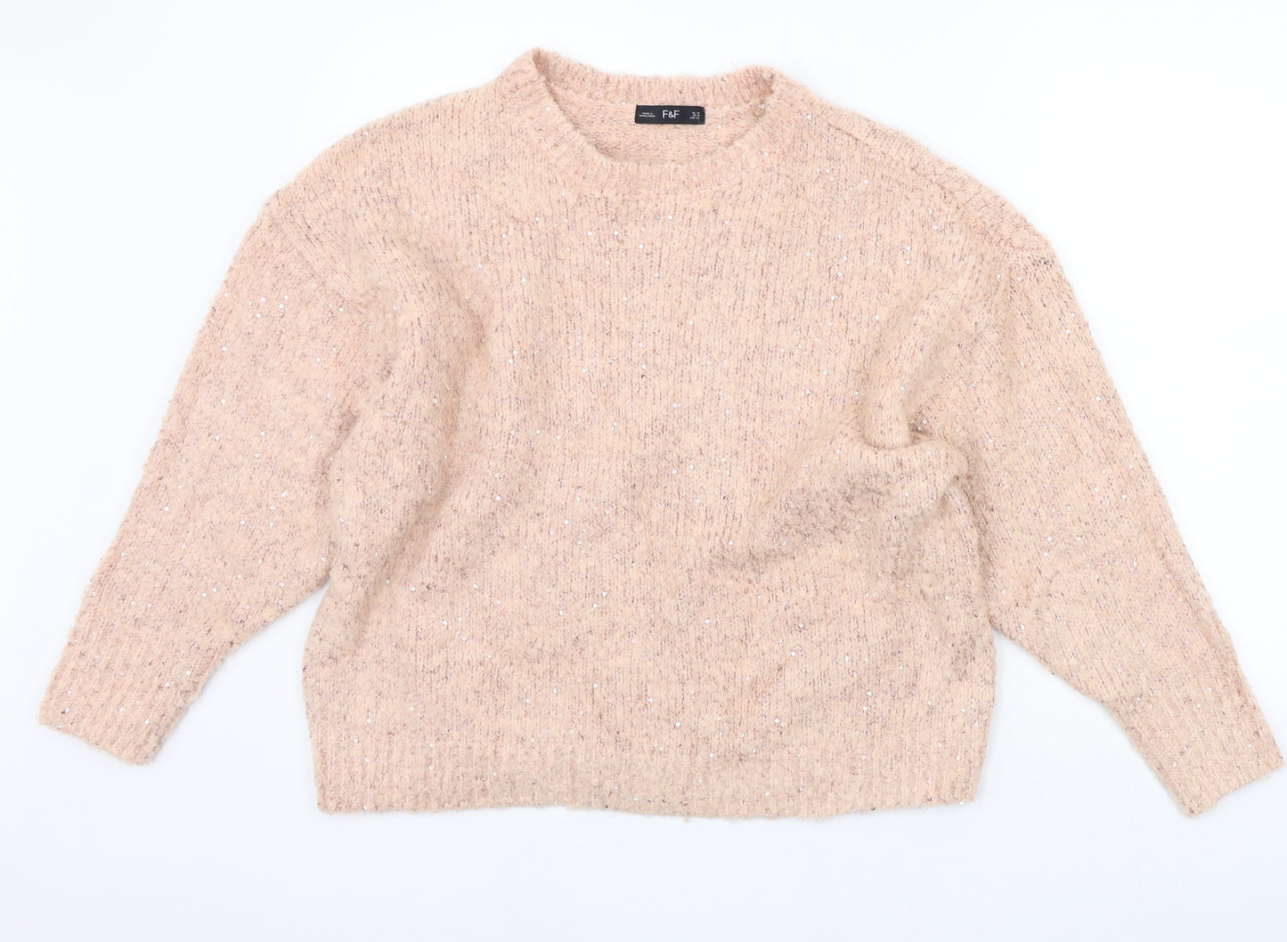 F&F Womens Beige   Pullover Jumper Size 14  - SEQUIN
