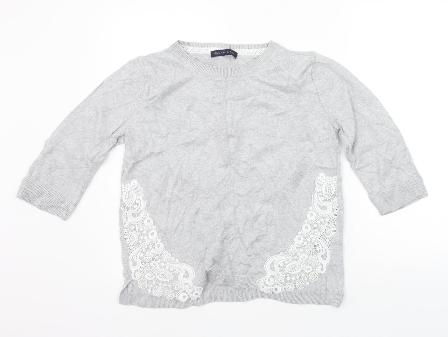 Marks and Spencer Womens Grey Houndstooth  Pullover Jumper Size 12