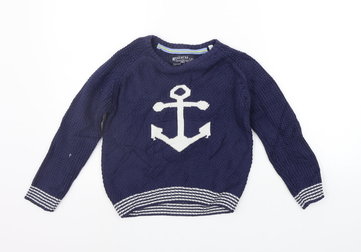 Marks and Spencer Boys Blue   Pullover Jumper Size 6-7 Years  - sea anchor Print