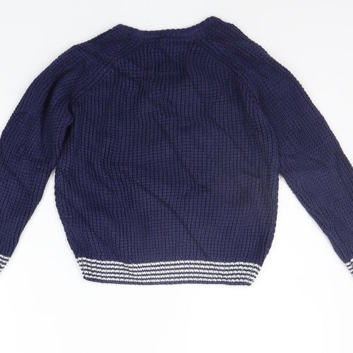 Marks and Spencer Boys Blue   Pullover Jumper Size 6-7 Years  - sea anchor Print