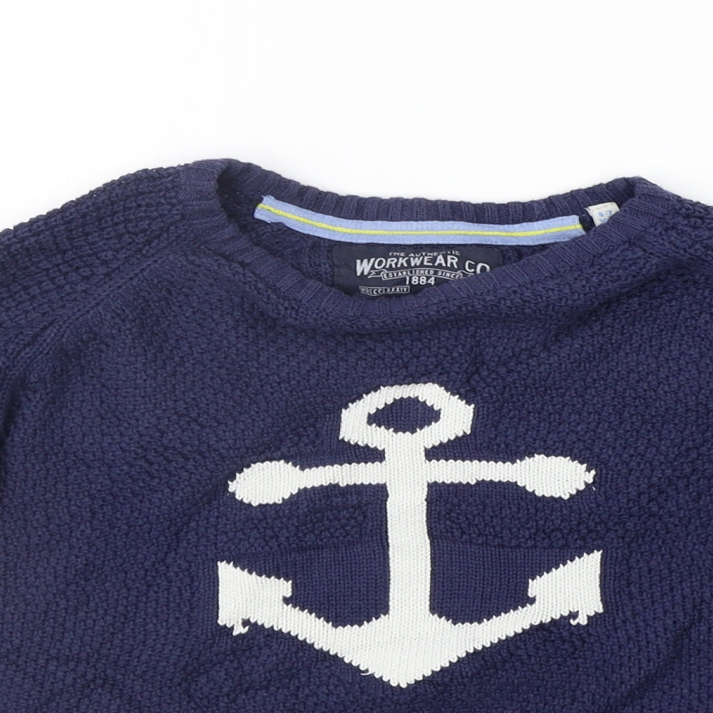 Marks and Spencer Boys Blue   Pullover Jumper Size 6-7 Years  - sea anchor Print