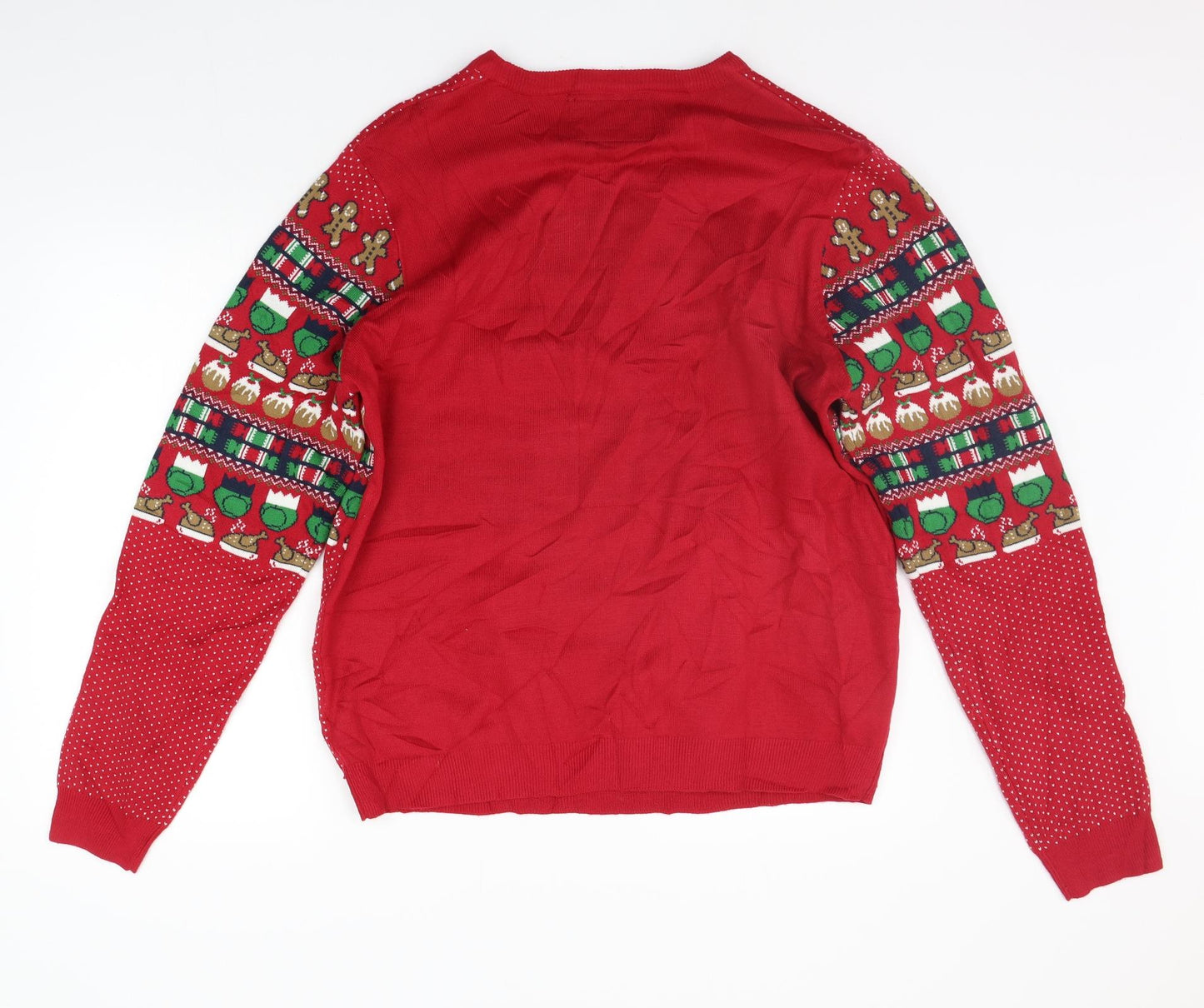 F&F Mens Red Geometric  Pullover Jumper Size XL  - CHRISTMAS