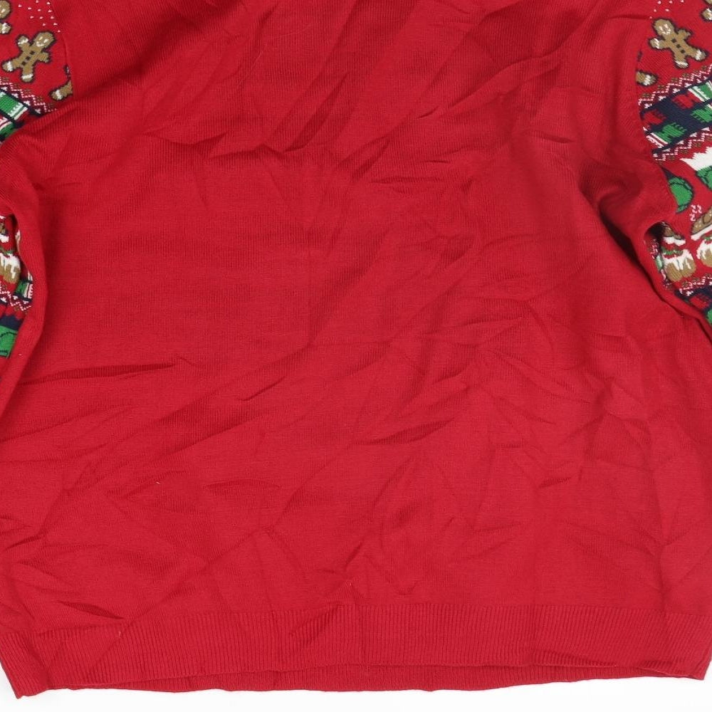 F&F Mens Red Geometric  Pullover Jumper Size XL  - CHRISTMAS
