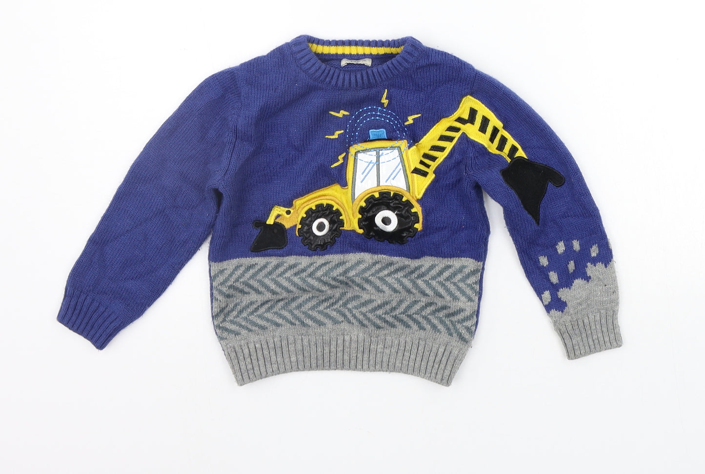 F&F Boys Blue   Henley Jumper Size 2-3 Years  - TRACTOR
