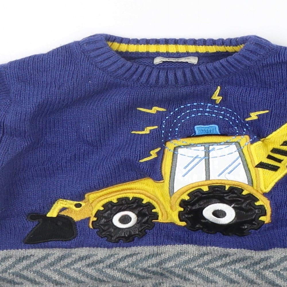 F&F Boys Blue   Henley Jumper Size 2-3 Years  - TRACTOR