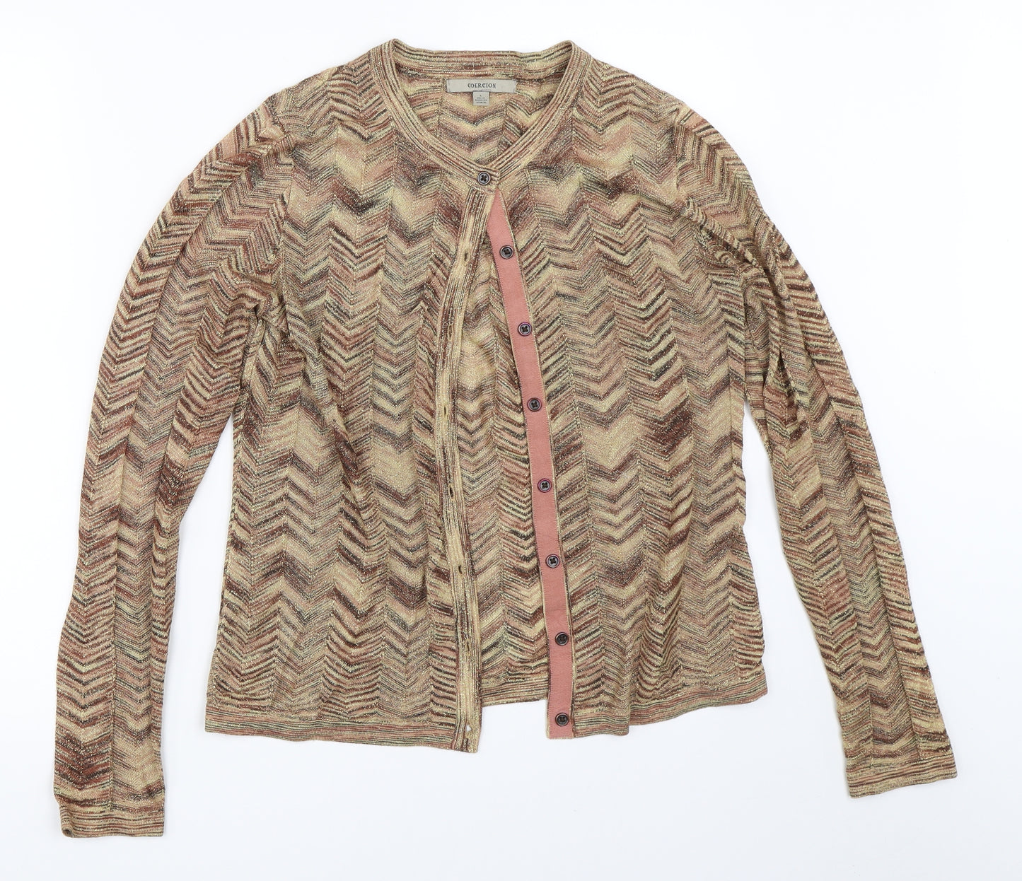Coercion Womens Gold   Cardigan Jumper Size L