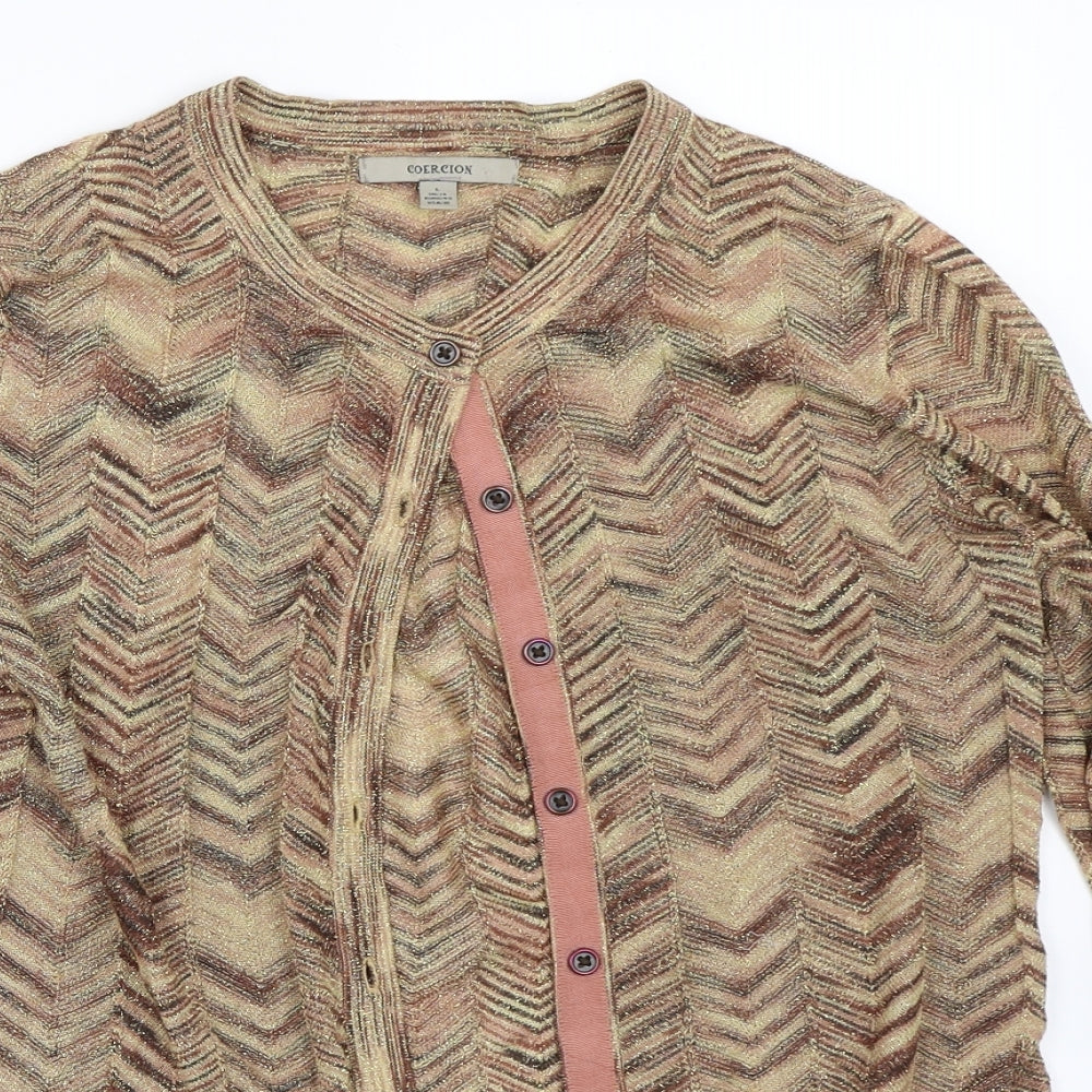 Coercion Womens Gold   Cardigan Jumper Size L