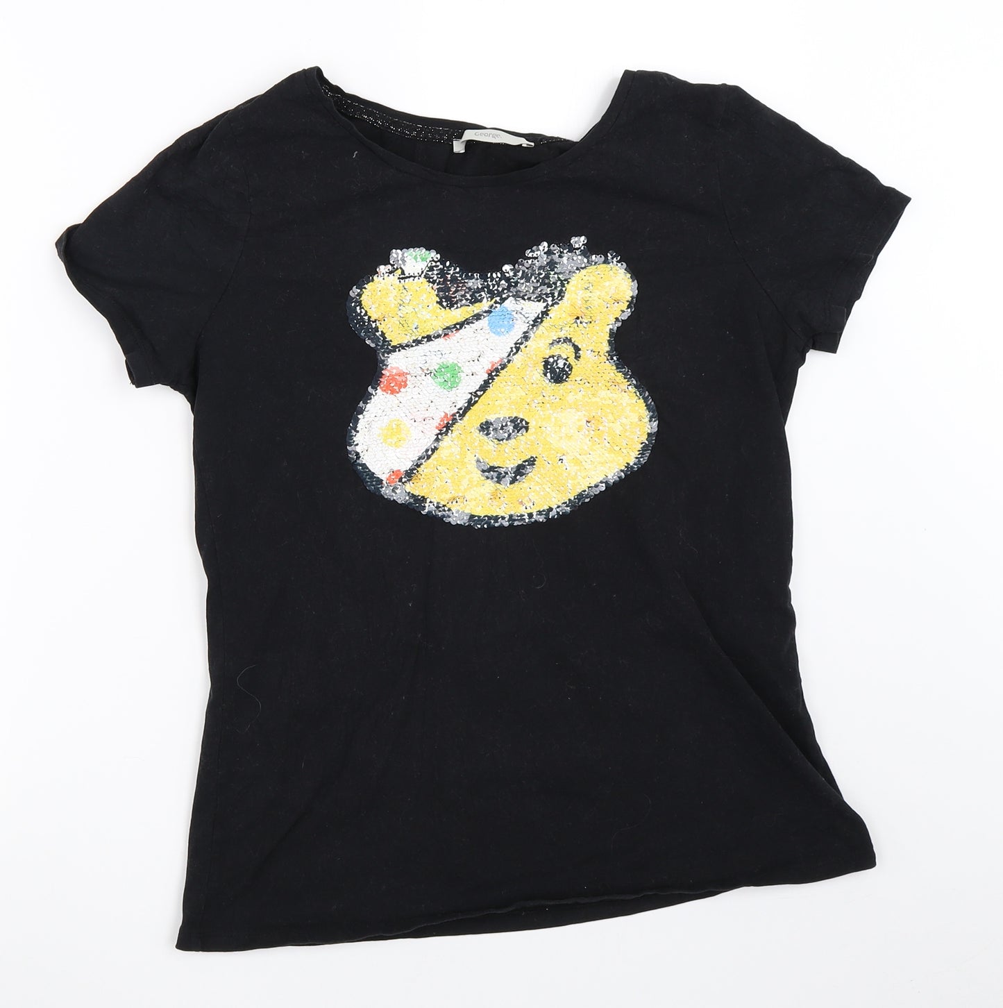 George Womens Black   Basic T-Shirt Size 10  - Pudsey Bear Children in Need