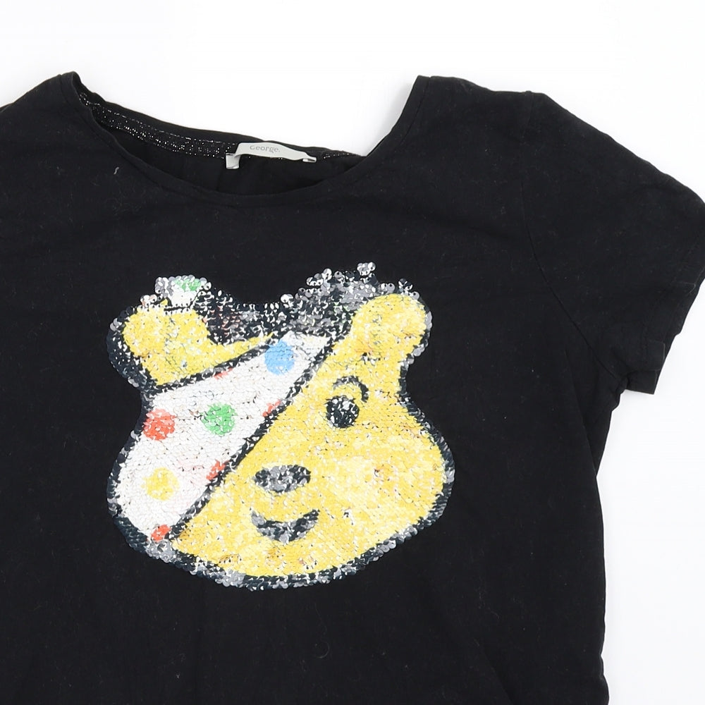 George Womens Black   Basic T-Shirt Size 10  - Pudsey Bear Children in Need