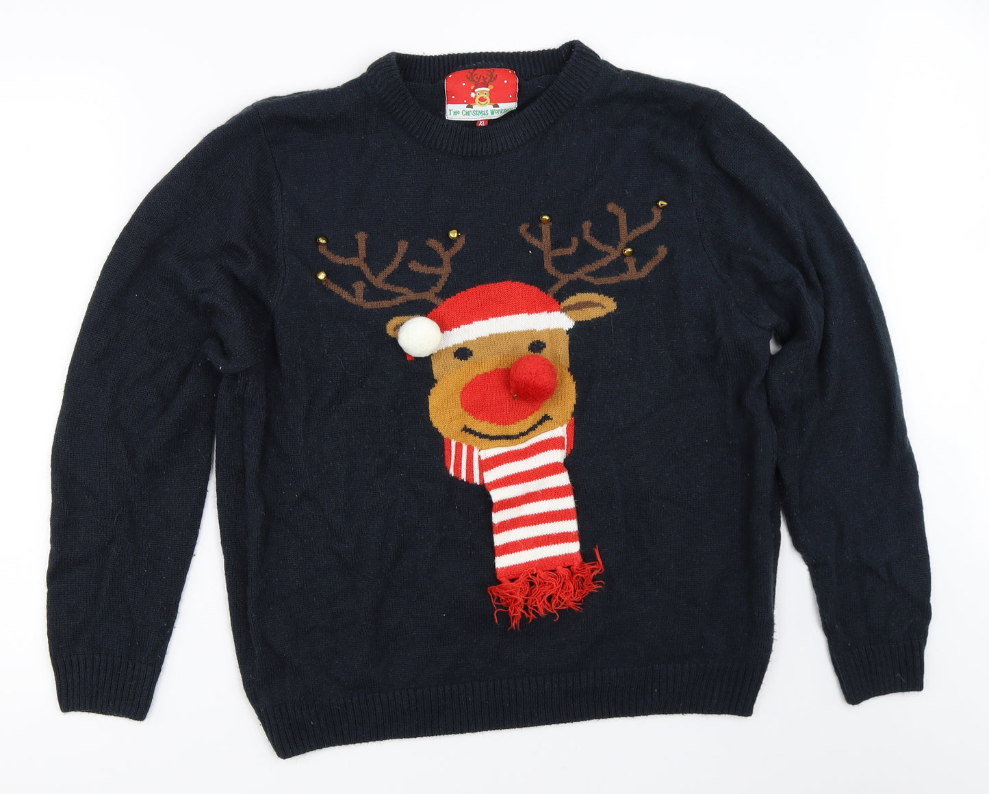 The Christmas Workshop Womens Blue   Pullover Jumper Size XL  - christmas jumper