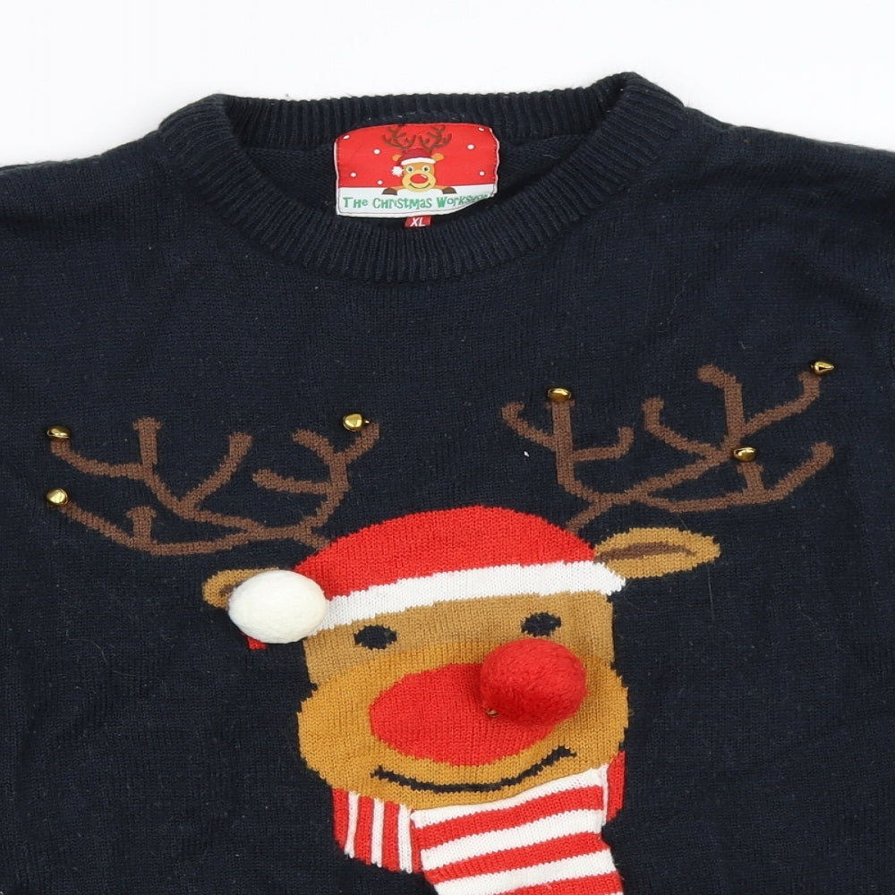 The Christmas Workshop Womens Blue   Pullover Jumper Size XL  - christmas jumper