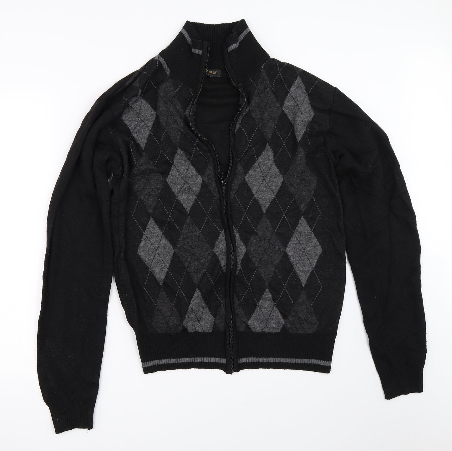 Ylan Star Mens Black   Full Zip Jumper Size XL