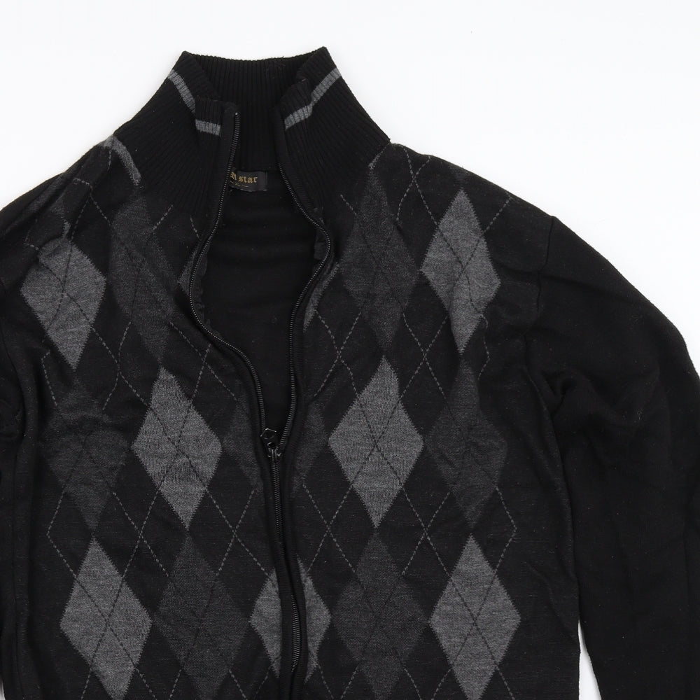 Ylan Star Mens Black   Full Zip Jumper Size XL