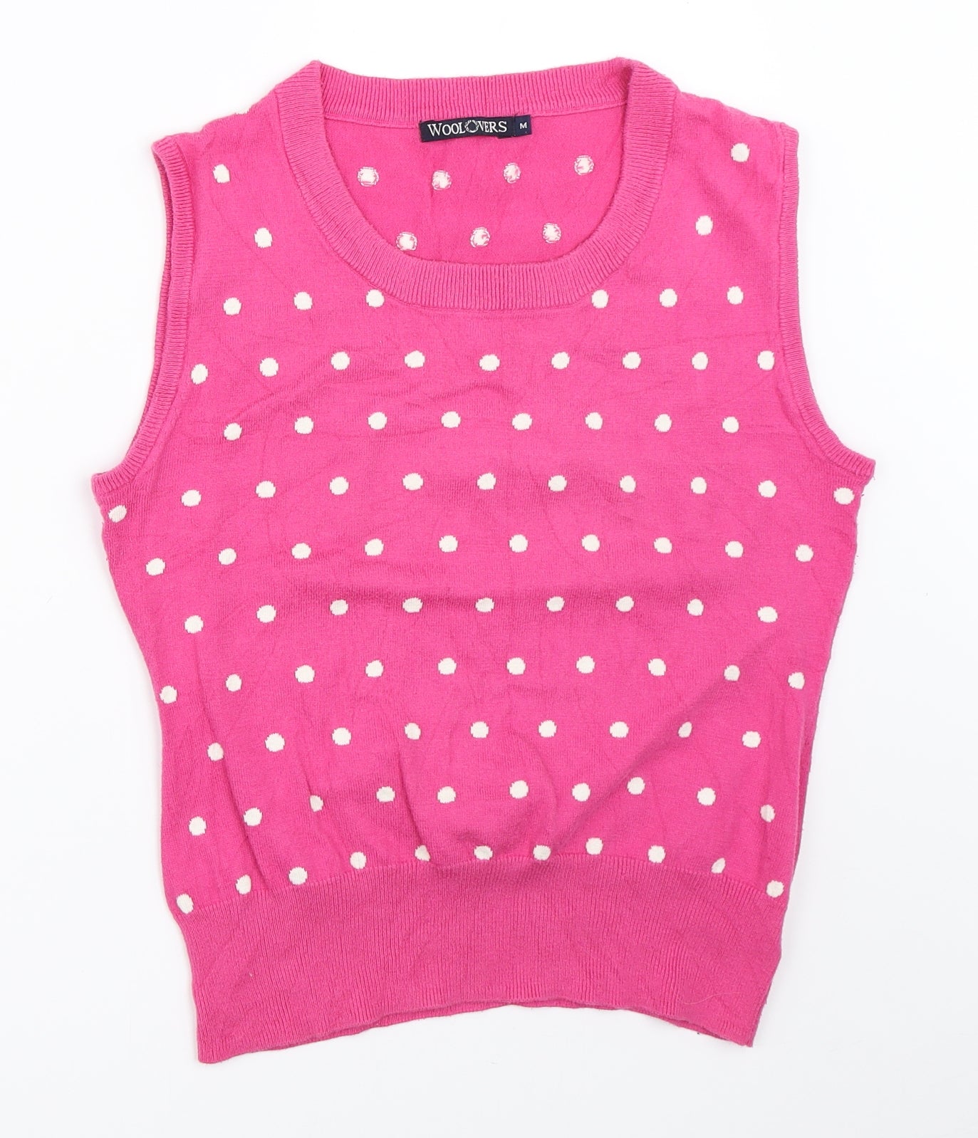 Woolovers Womens Pink Polka Dot  Vest Jumper Size M