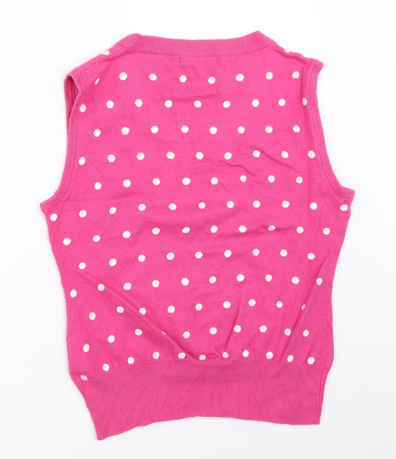 Woolovers Womens Pink Polka Dot  Vest Jumper Size M