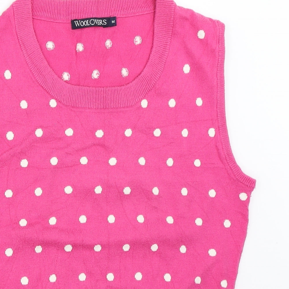 Woolovers Womens Pink Polka Dot  Vest Jumper Size M
