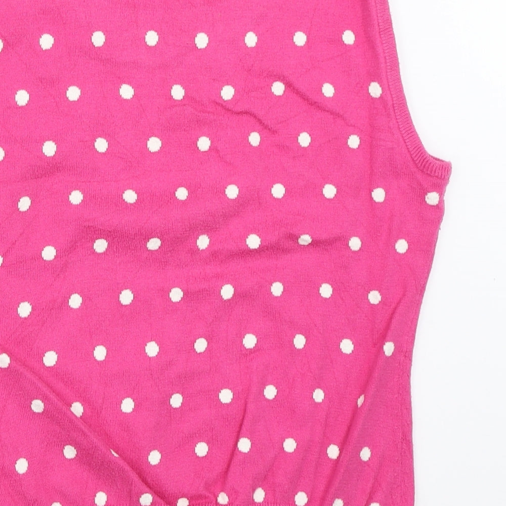 Woolovers Womens Pink Polka Dot  Vest Jumper Size M