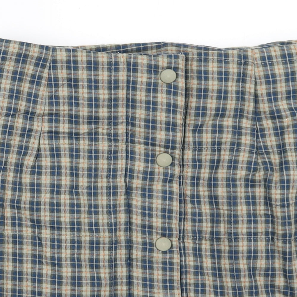 Preworn Womens Blue Check  Mini Skirt Size 26 in