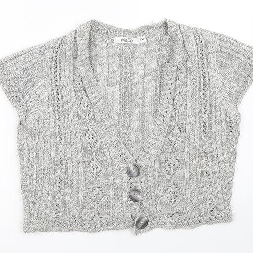 M&Co Womens Grey   Cardigan Jumper Size 2XL