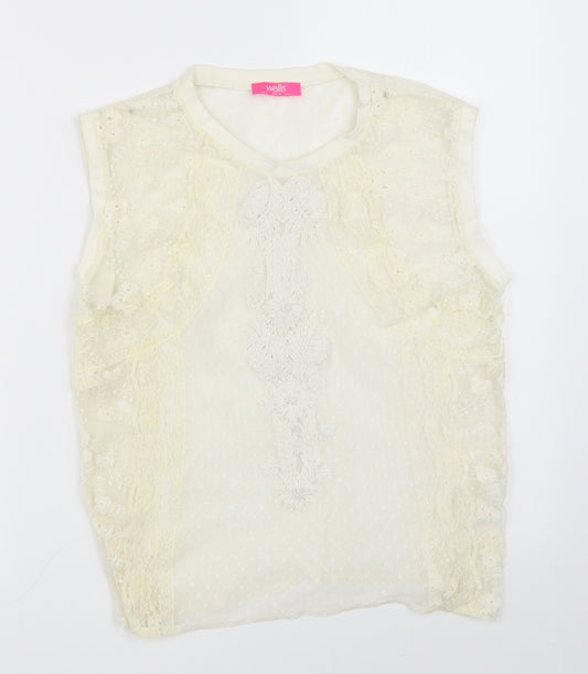 Front view of Wallis women’s ivory basic blouse, size UK 8