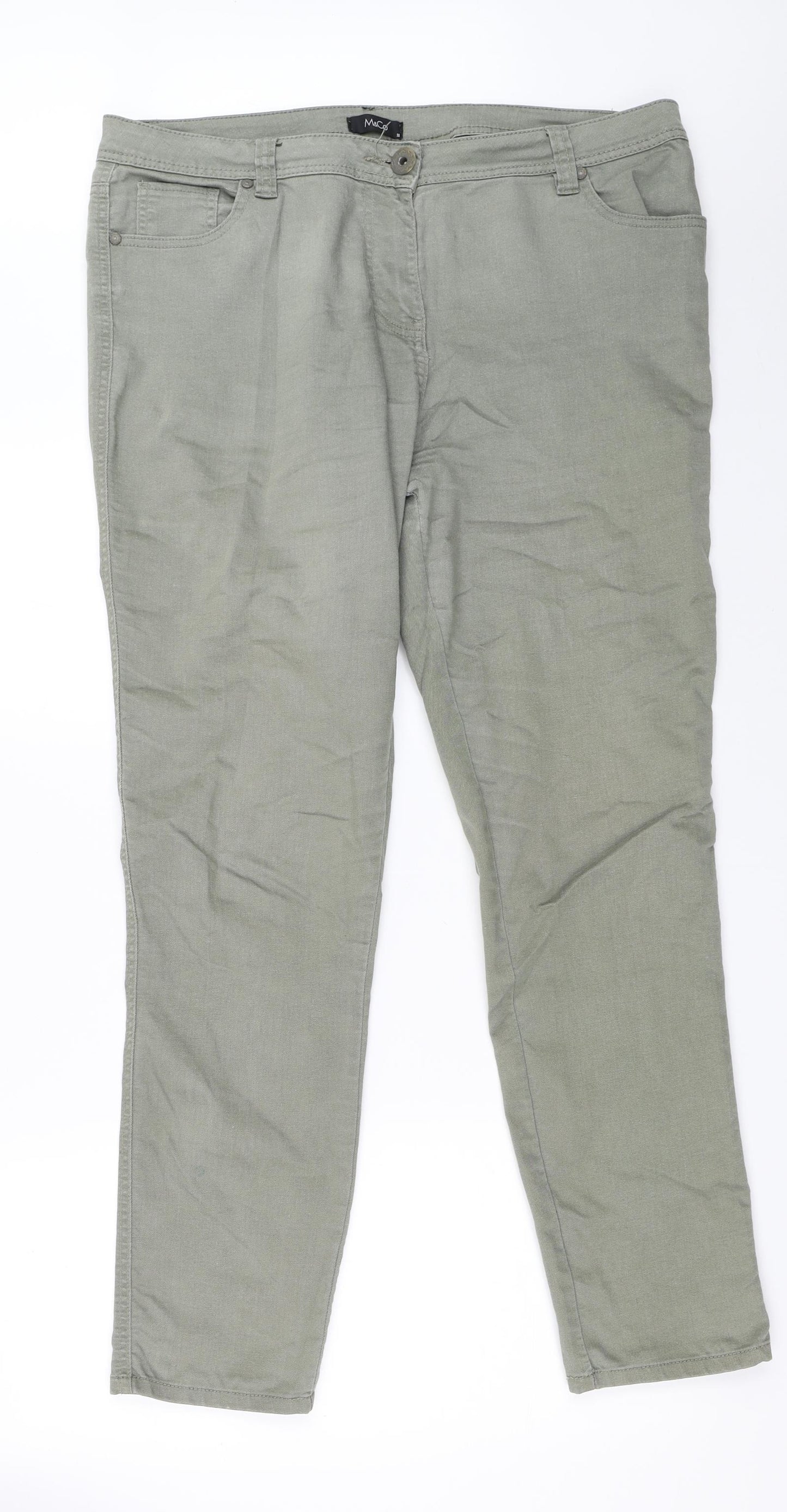 M&Co Womens Green   Straight Jeans Size 18 L29.5 in