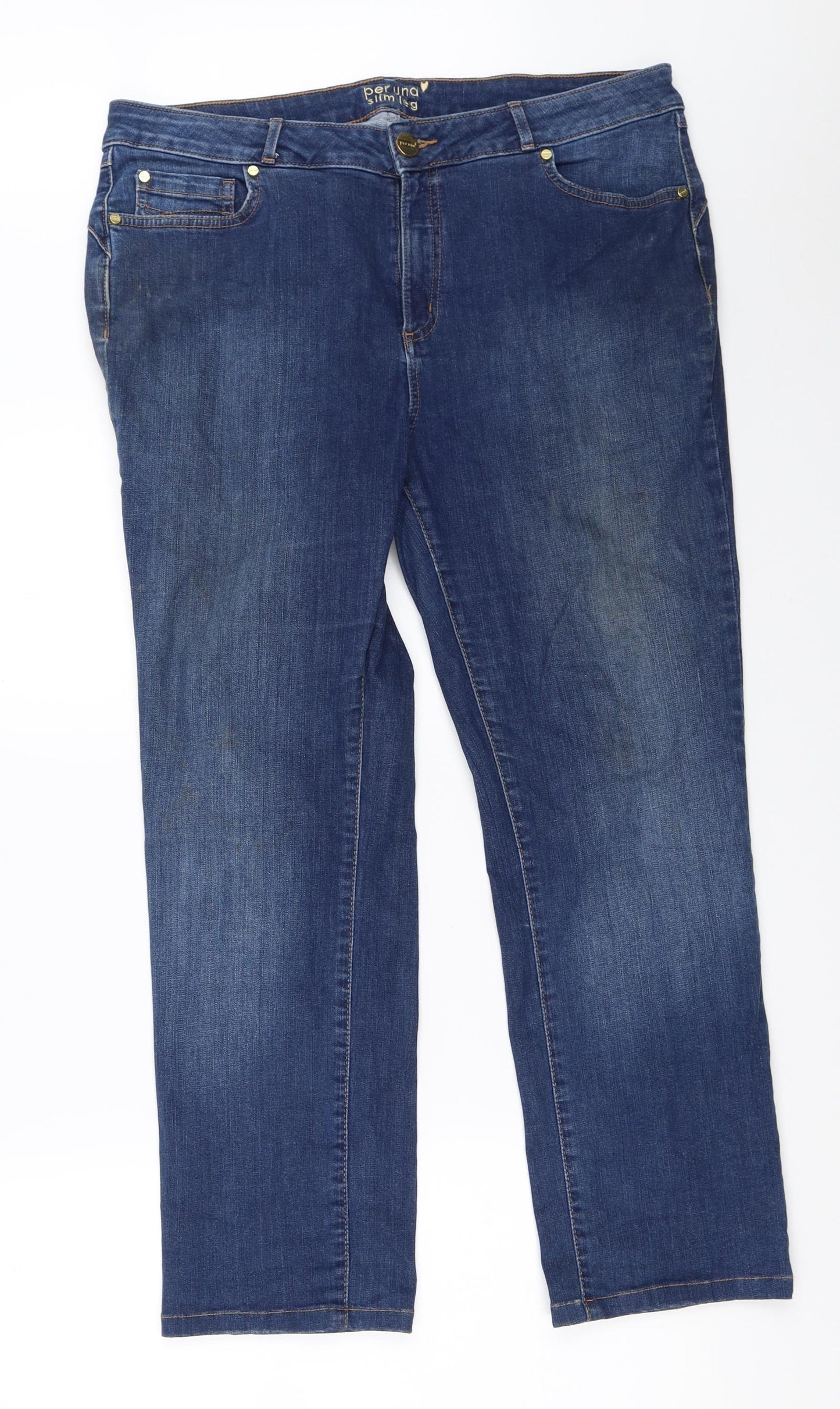 Per Una Womens Blue  Denim Straight Jeans Size 16 L26 in