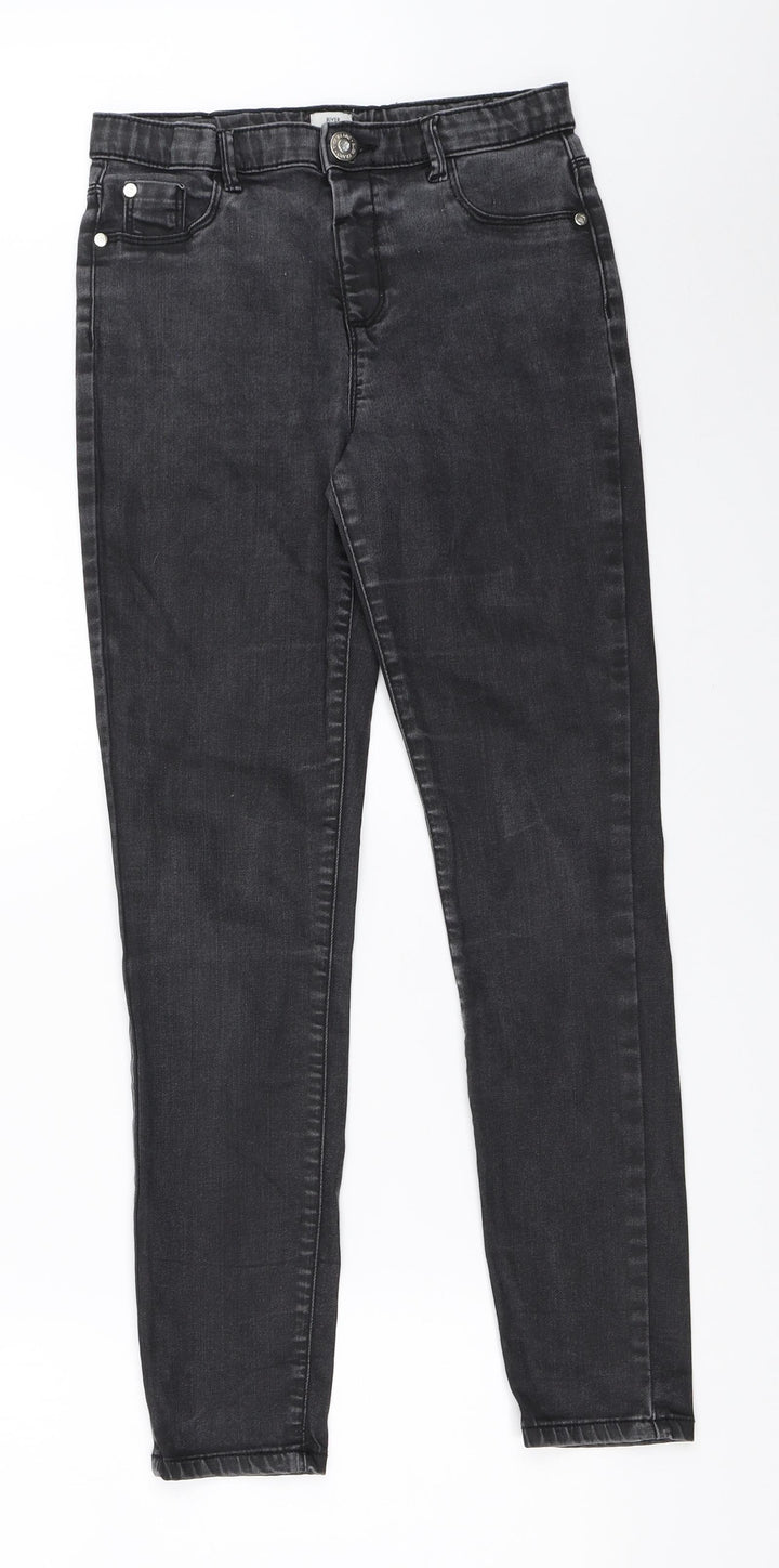 River Island Girls Black  Denim Skinny Jeans Size 12 Years