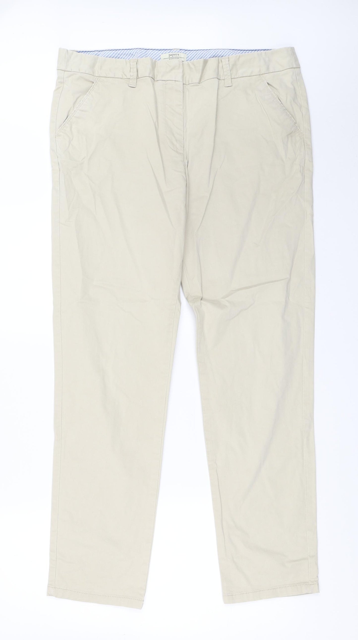 Papaya Womens Beige   Chino Trousers Size 16 L30 in