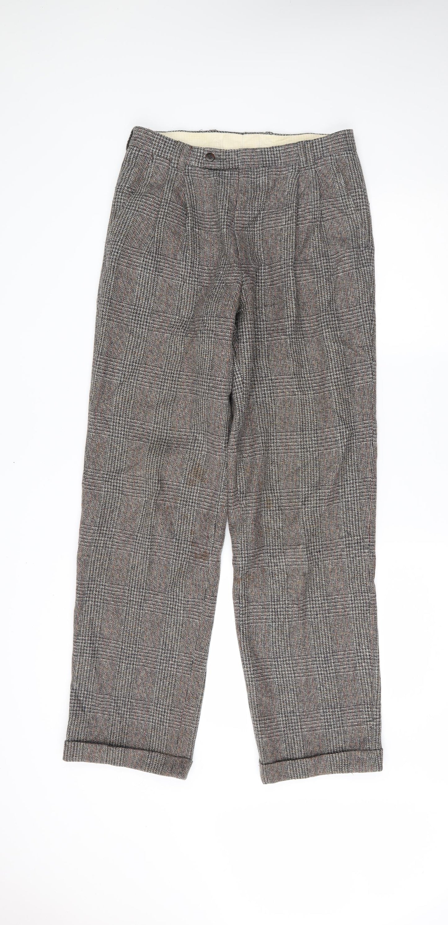 Club Gold Mens Beige Check  Trousers  Size 30 L31 in