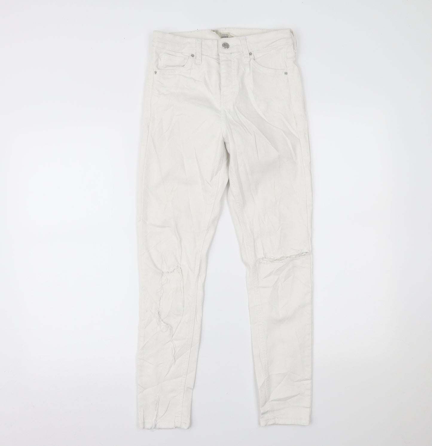 Topshop Womens White  Denim Skinny Jeans Size 26 L30 in