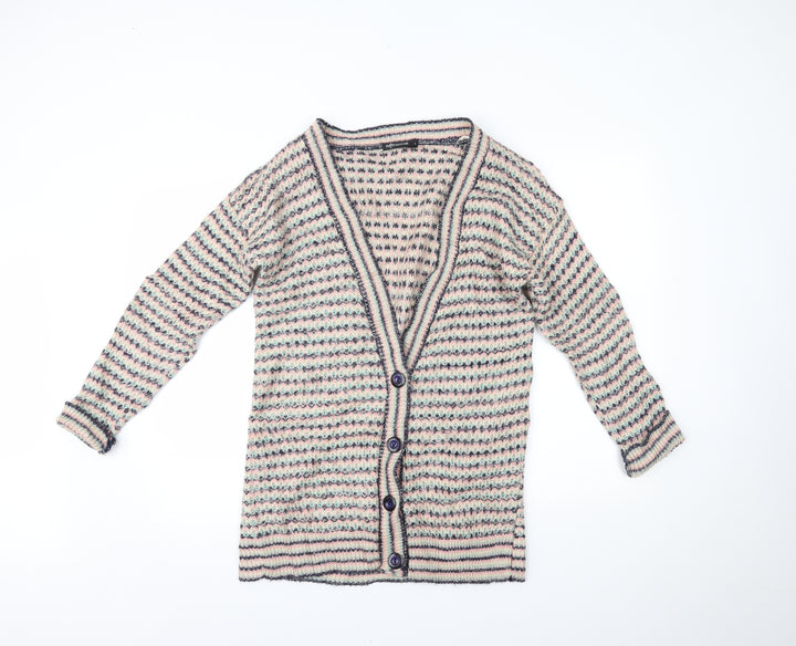 Internacionale Womens Multicoloured Striped Cardigan Jumper Size L
