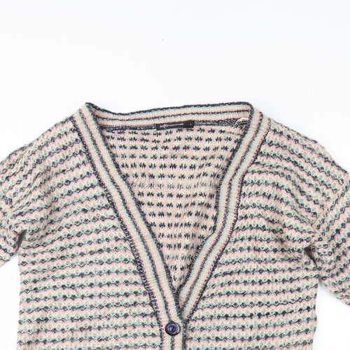 Internacionale Womens Multicoloured Striped  Cardigan Jumper Size L