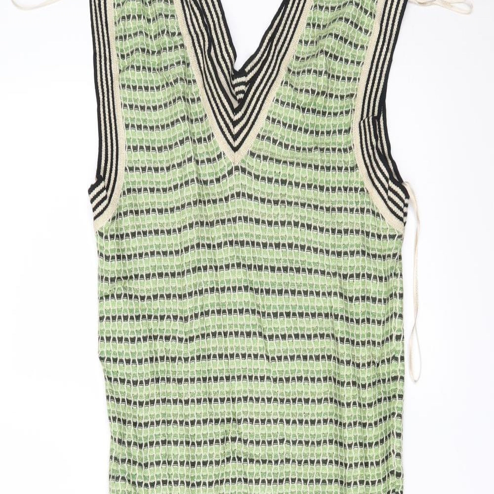 Marks and Spencer Womens Green Striped  Bodycon  Size 6