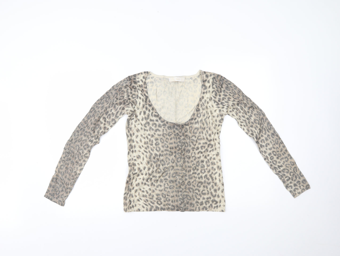 Zara Womens Brown Animal Print  Basic Blouse Size M
