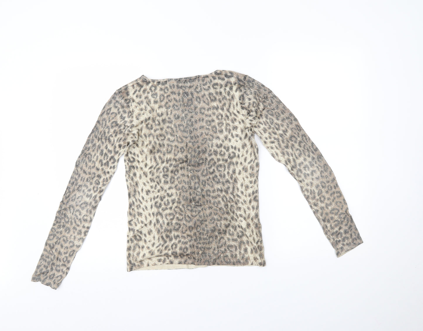 Zara Womens Brown Animal Print  Basic Blouse Size M