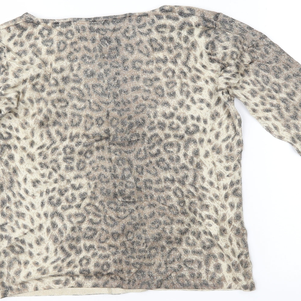 Zara Womens Brown Animal Print  Basic Blouse Size M