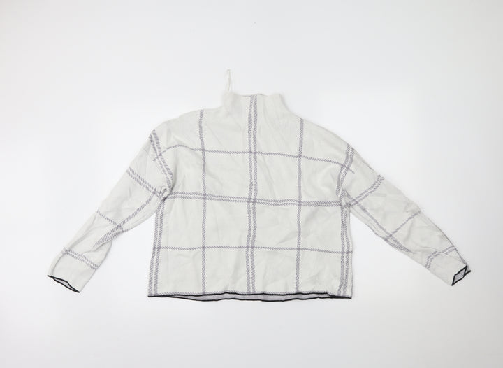 New Look Womens White Check Pullover Jumper Size M