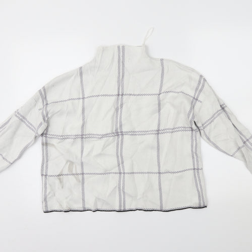 New Look Womens White Check  Pullover Jumper Size M