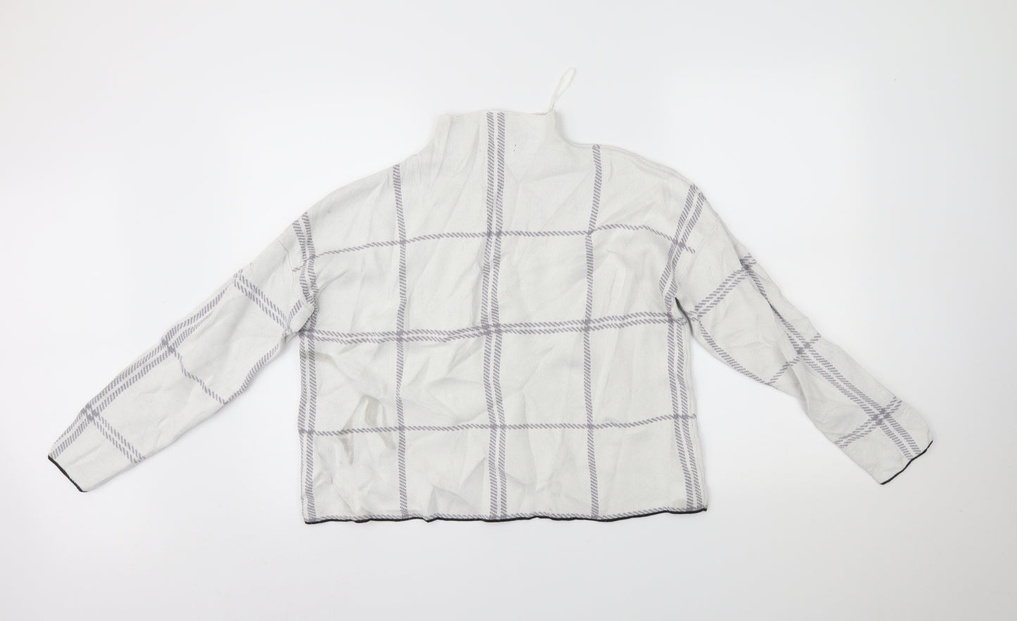 New Look Womens White Check  Pullover Jumper Size M