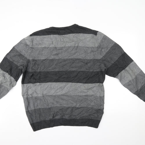 Maine New England Mens Grey Striped  Pullover Jumper Size XL
