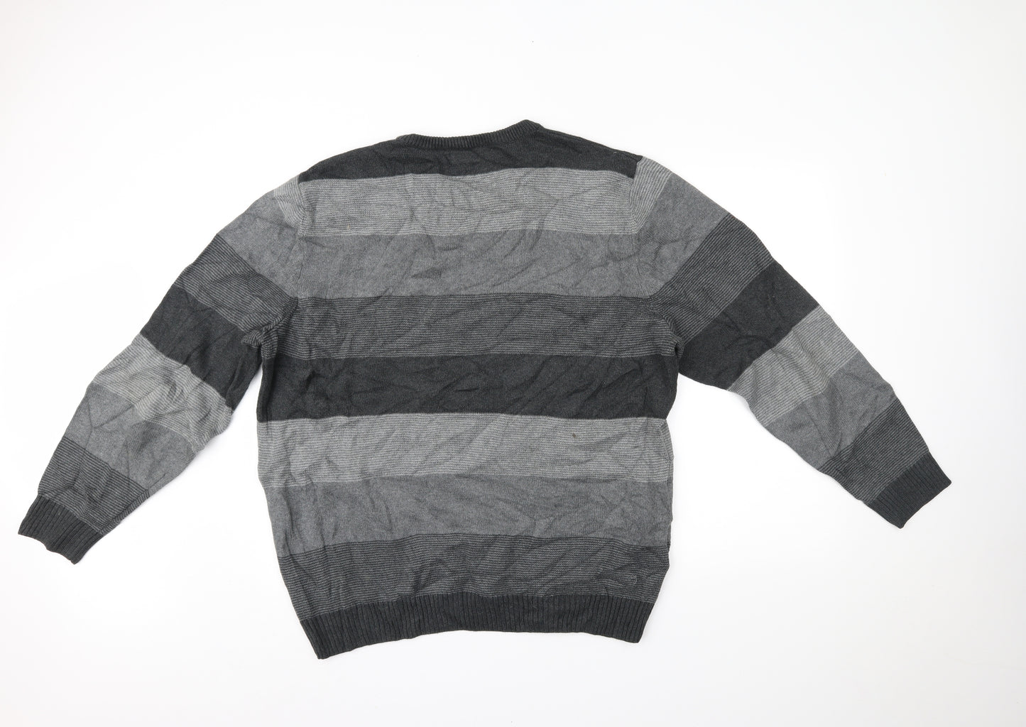 Maine New England Mens Grey Striped  Pullover Jumper Size XL