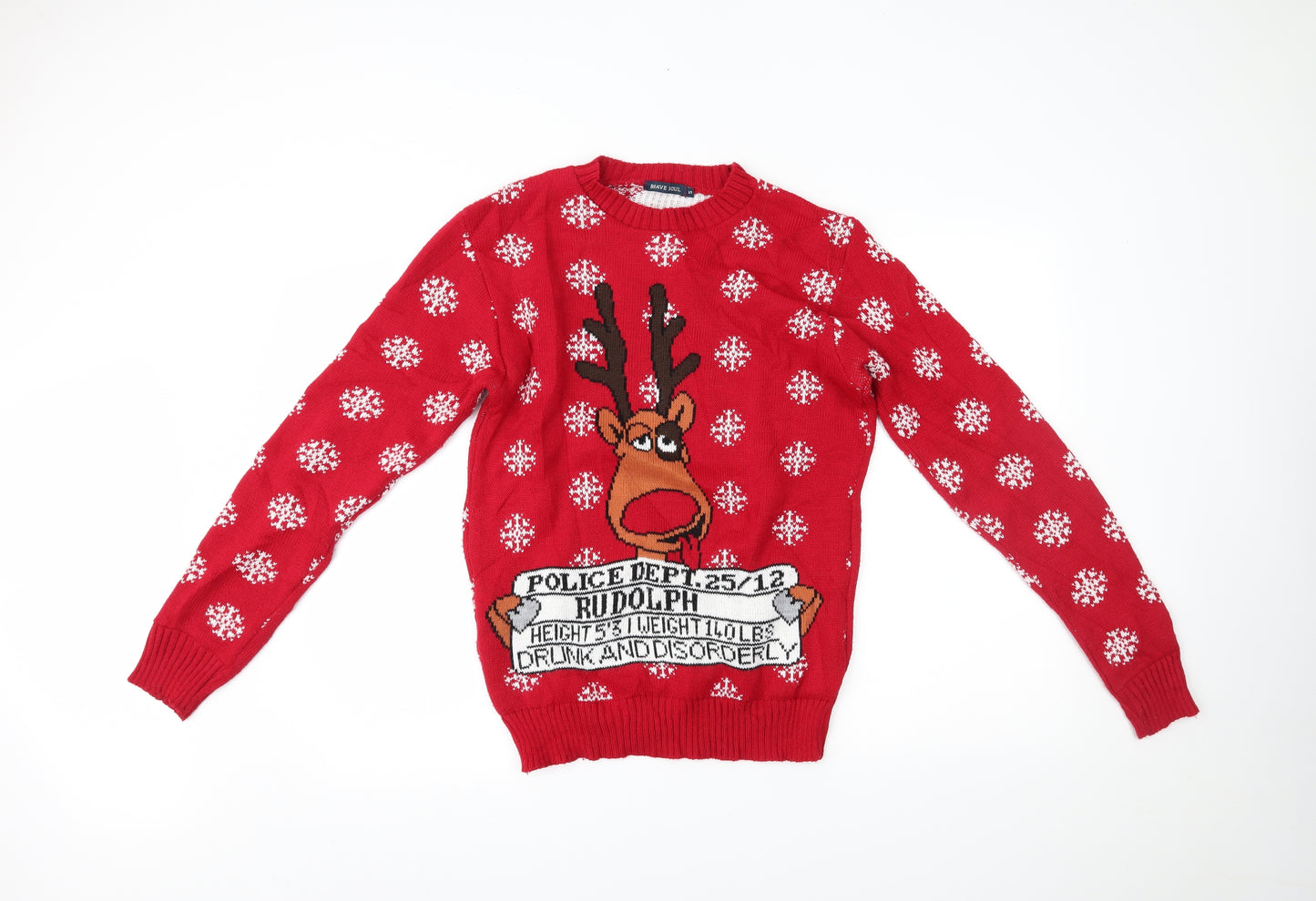 Brave Soul Womens Red   Pullover Jumper Size S  - christmas